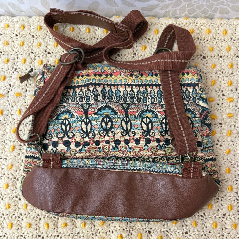 Sakroots Artist Circle Convertible Messenger Backpack Boho Peace Hippie Bag Y2K - Picture 6 of 13